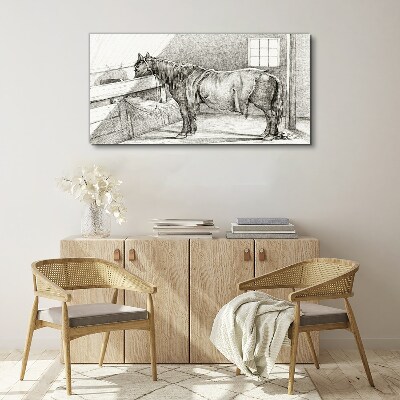 A calm horse in the stable Canvas wall art
