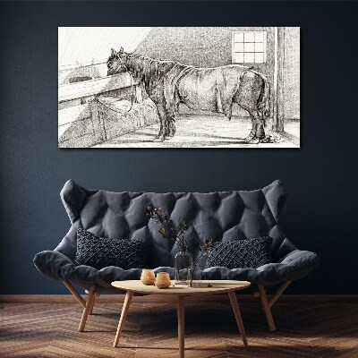 A calm horse in the stable Canvas wall art