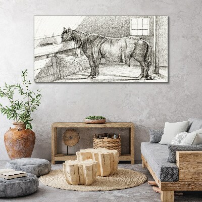 A calm horse in the stable Canvas wall art