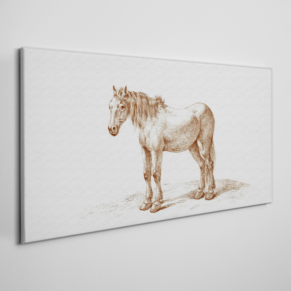 Drawing of a horse in shades of brown Print on canvas