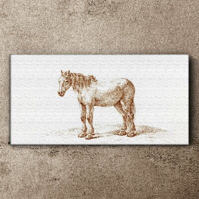 Drawing of a horse in shades of brown Print on canvas