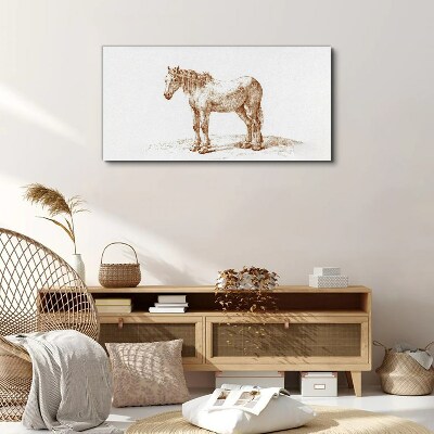 Drawing of a horse in shades of brown Print on canvas