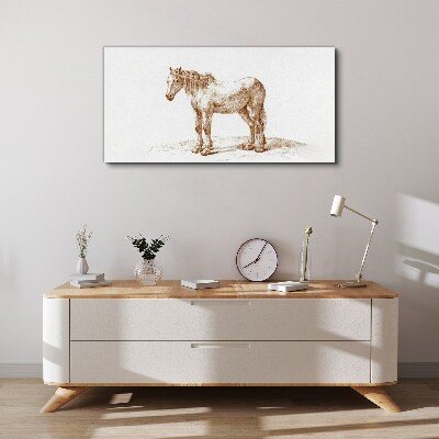 Drawing of a horse in shades of brown Print on canvas
