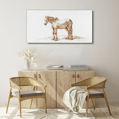 Drawing of a horse in shades of brown Print on canvas