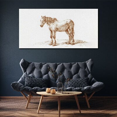 Drawing of a horse in shades of brown Print on canvas