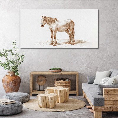 Drawing of a horse in shades of brown Print on canvas