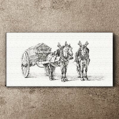 Drawing animals horse carriage Canvas Wall art