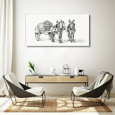 Drawing animals horse carriage Canvas Wall art