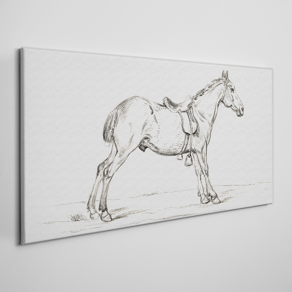 Drawing of a horse in motion Canvas wall art