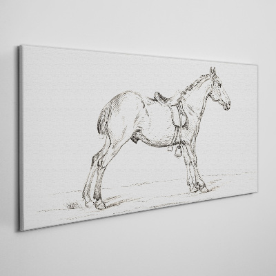 Drawing of a horse in motion Canvas wall art