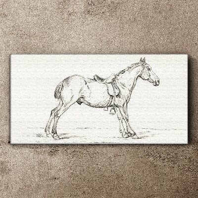 Drawing of a horse in motion Canvas wall art