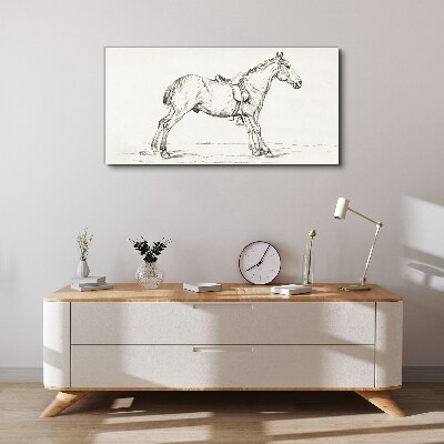 Drawing of a horse in motion Canvas wall art