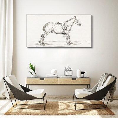 Drawing of a horse in motion Canvas wall art