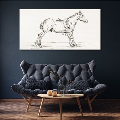 Drawing of a horse in motion Canvas wall art