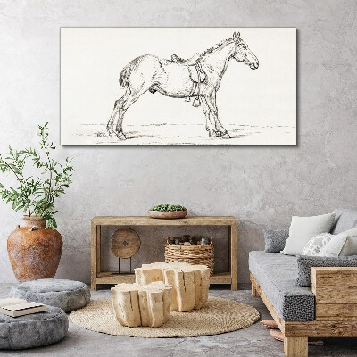 Drawing of a horse in motion Canvas wall art