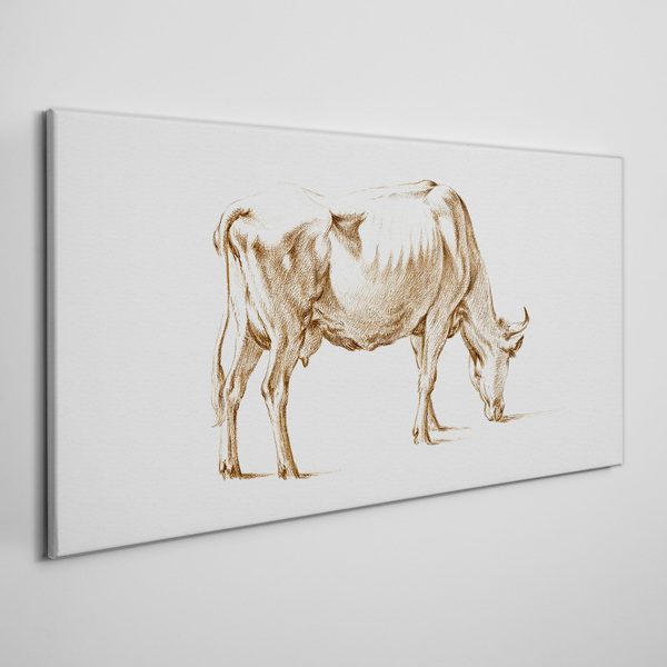 Cow in brown outline Print on canvas