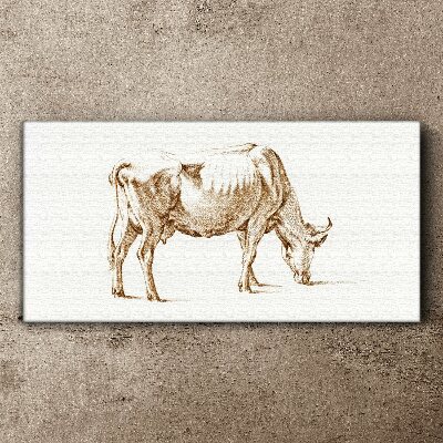 Cow in brown outline Print on canvas