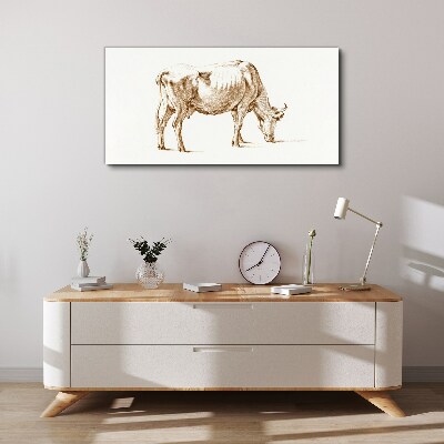 Cow in brown outline Print on canvas
