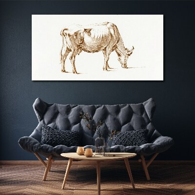 Cow in brown outline Print on canvas