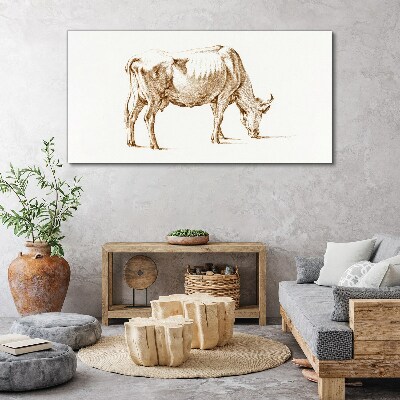 Cow in brown outline Print on canvas
