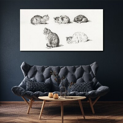 Different postures of cats Canvas wall art