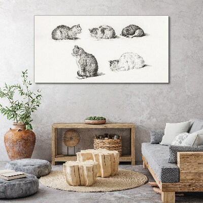 Different postures of cats Canvas wall art