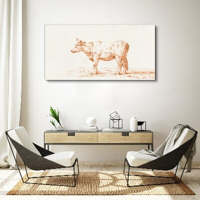 Cow on the grass background Print on canvas