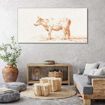 Cow on the grass background Print on canvas