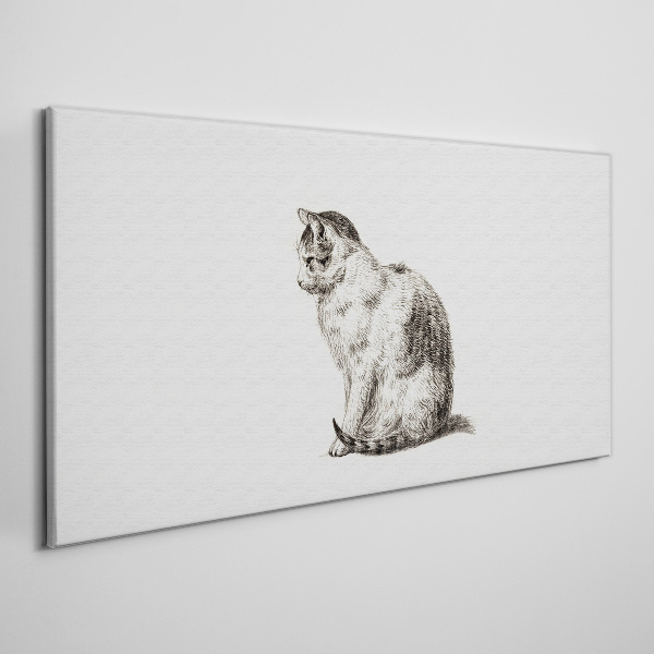 Sitting cat in monochrome style Canvas wall art