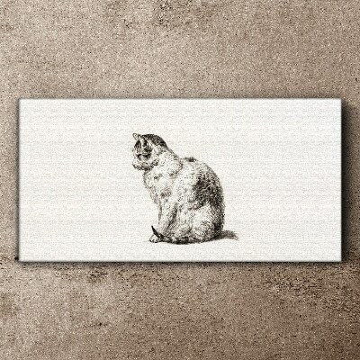 Sitting cat in monochrome style Canvas wall art