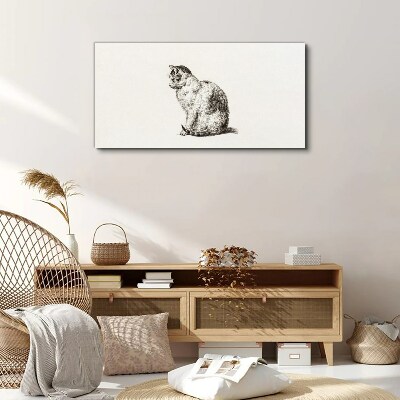Sitting cat in monochrome style Canvas wall art