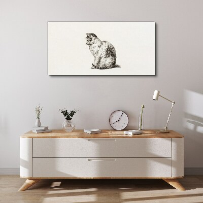 Sitting cat in monochrome style Canvas wall art
