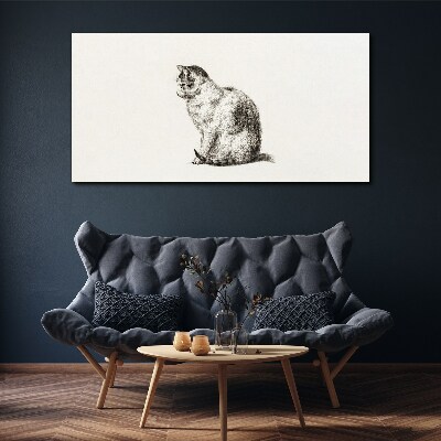 Sitting cat in monochrome style Canvas wall art