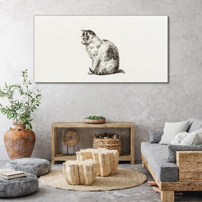 Sitting cat in monochrome style Canvas wall art