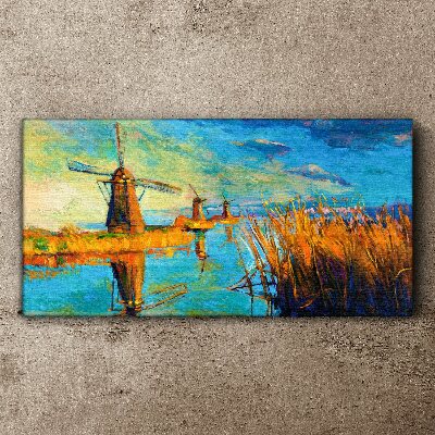 Water mills nature sky Canvas Wall art