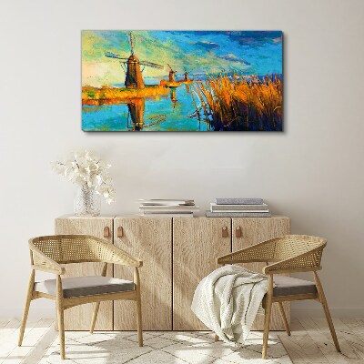 Water mills nature sky Canvas Wall art