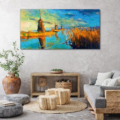 Mills by the water Canvas wall art