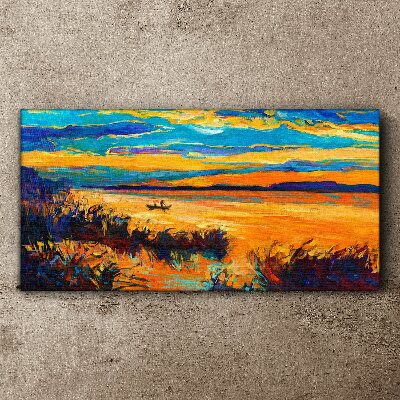 Golden reflections over the water Print on canvas