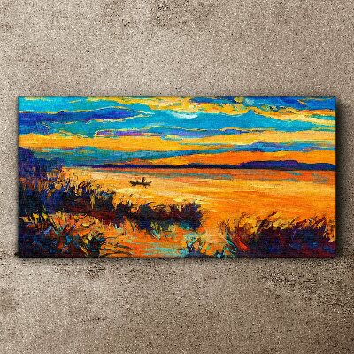 Water sunset sky Canvas Wall art