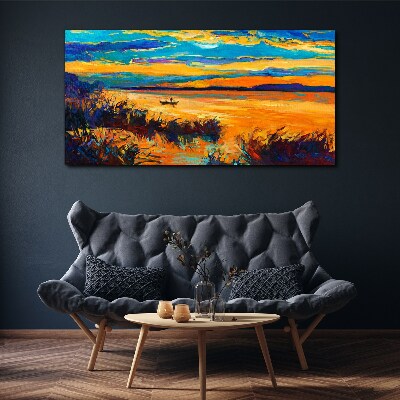 Water sunset sky Canvas Wall art