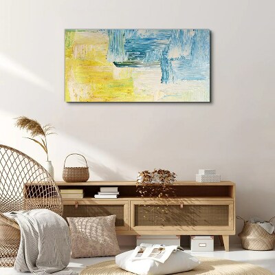 Abstract composition in yellow and blue Canvas wall art