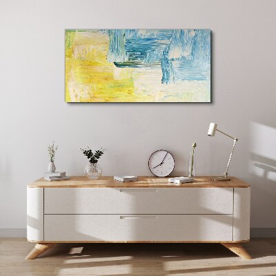 Abstract composition in yellow and blue Canvas wall art