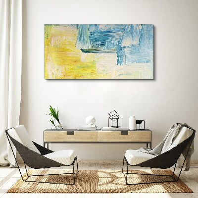 Abstract composition in yellow and blue Canvas wall art