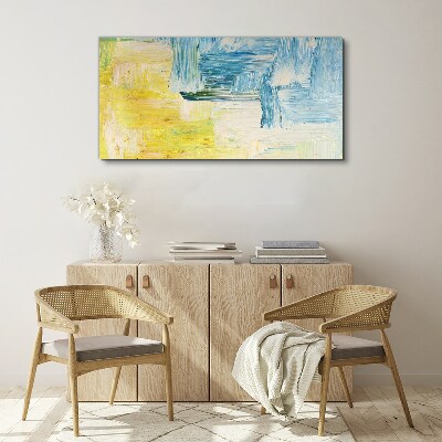 Abstract composition in yellow and blue Canvas wall art