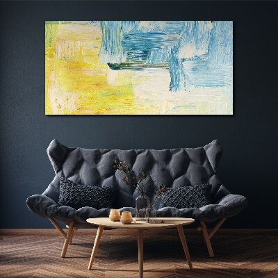 Abstract composition in yellow and blue Canvas wall art