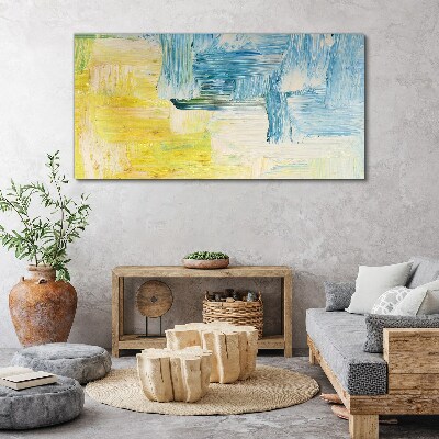Abstract composition in yellow and blue Canvas wall art