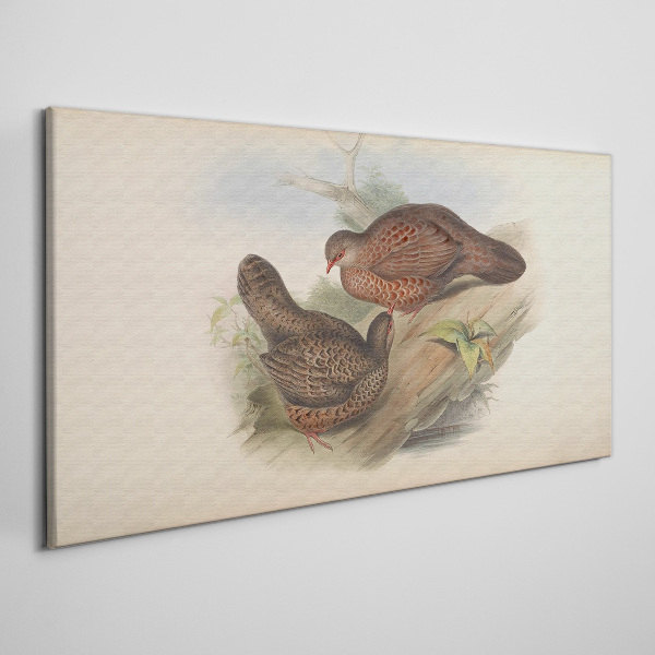 Two birds on a branch Print on canvas