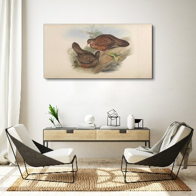 Two birds on a branch Print on canvas