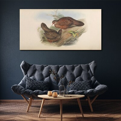 Two birds on a branch Print on canvas