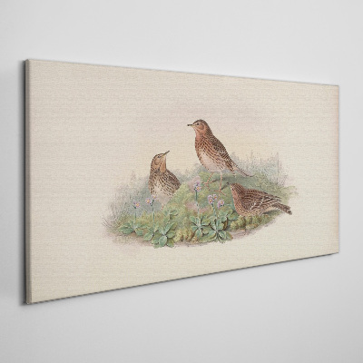 Birds on a background of flowers Canvas wall art